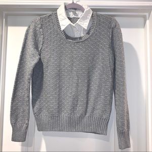 Heather Gray Sweater w White Collared Shirt sz M